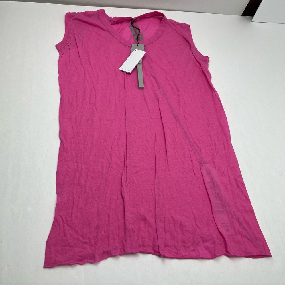 Rick‎ Owens Forever Basic V-Neck SL T SZ US 8 Hot Pink Sleeveless Shirt Top NEW
